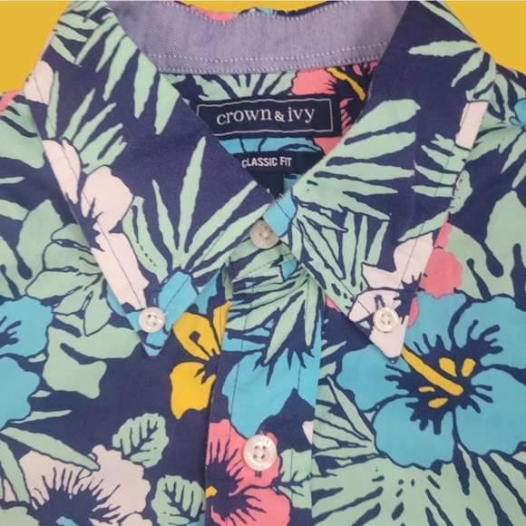 crown & ivy Men's Hawaiian Button-down Short Sleeve Shirt - Picture 5 of 10